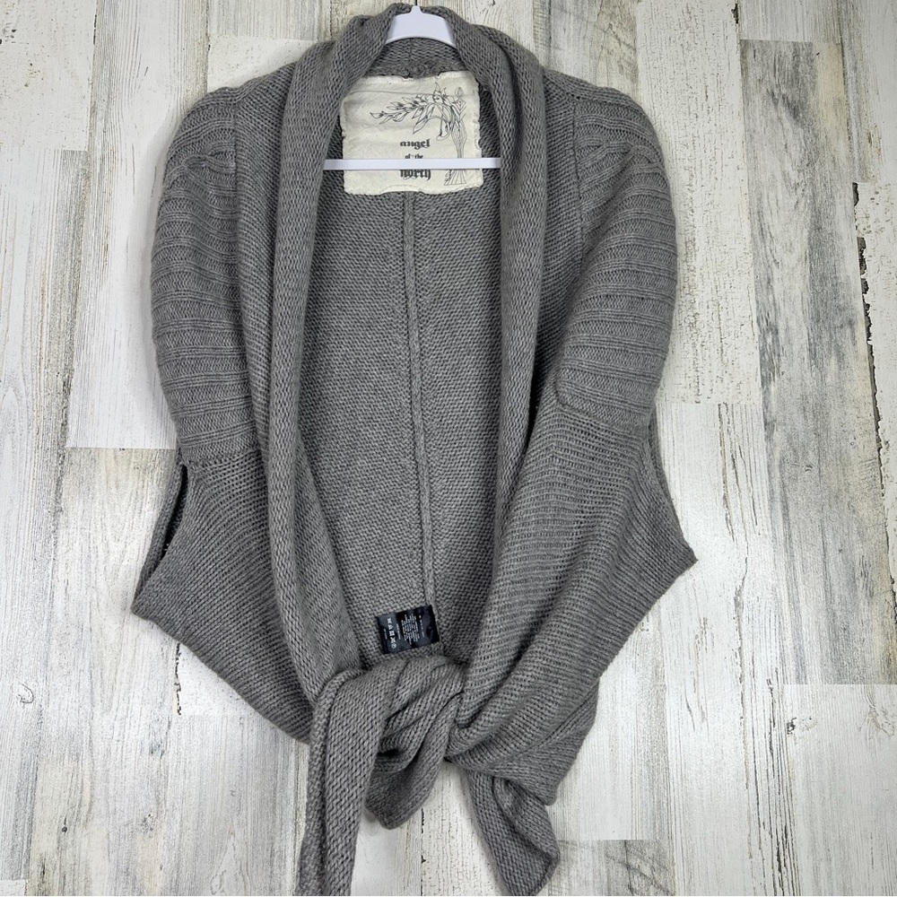 Angel of North Womens Lambswool Sleeveless Cardigan Size M/L Open Front Knit Top - Picture 4 of 9